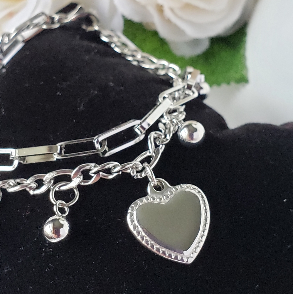 NEW Stainless Steel double chain bracelet